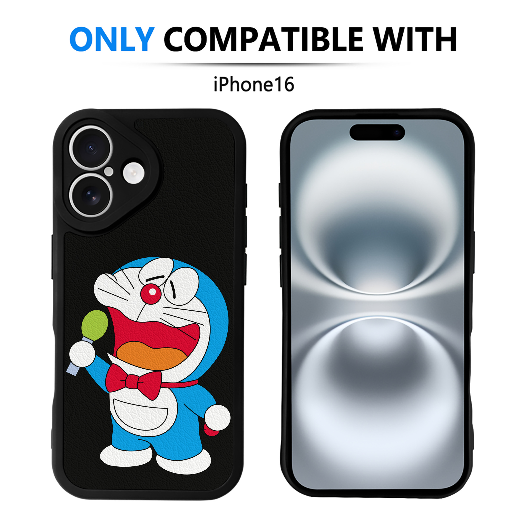 （画像用） ドラえもん Doraemon 【iPhone 16シリーズ対応】シリコンスマホケース（レザー調） 材質：シリコン